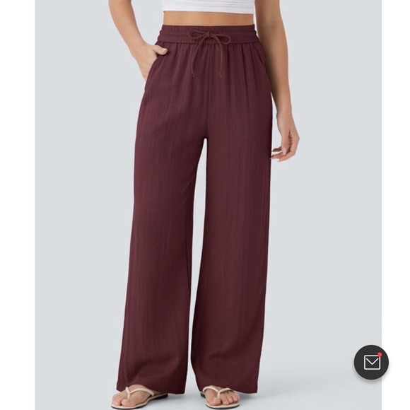 HALARA Pants - NEW Halara Linen-Feel Wide Leg Drawstring Pants Size Large